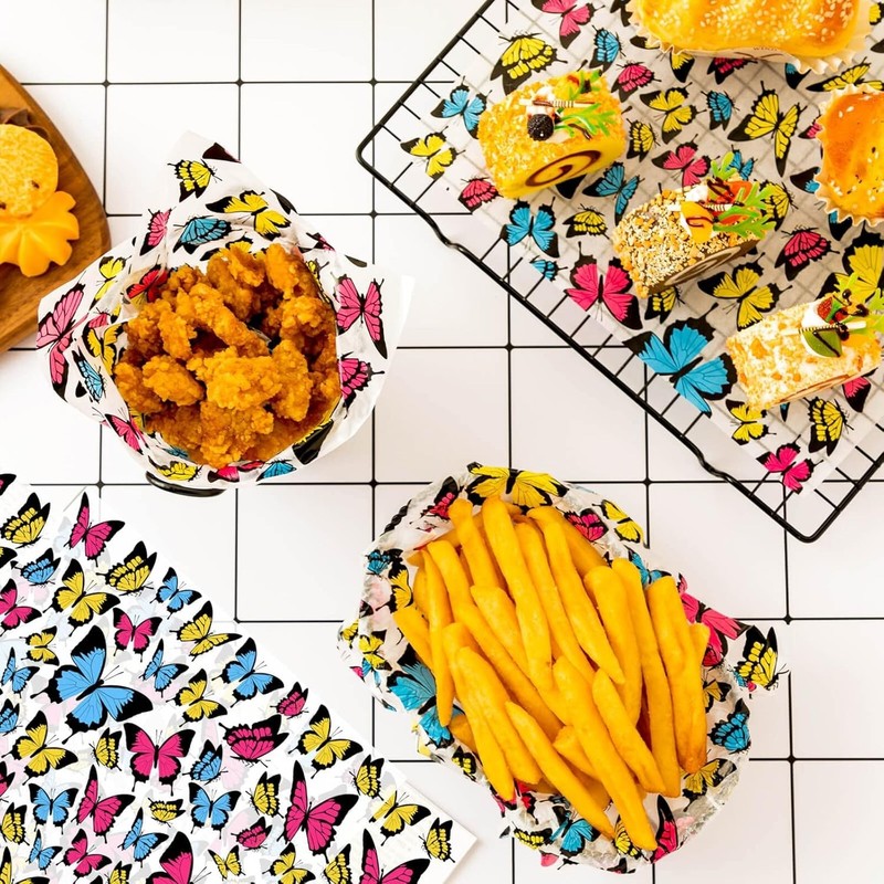 Waterproof Butterfly Wax Paper Sheets - 100 Pcs, Perfect for Sandwiches & Snacks gallery