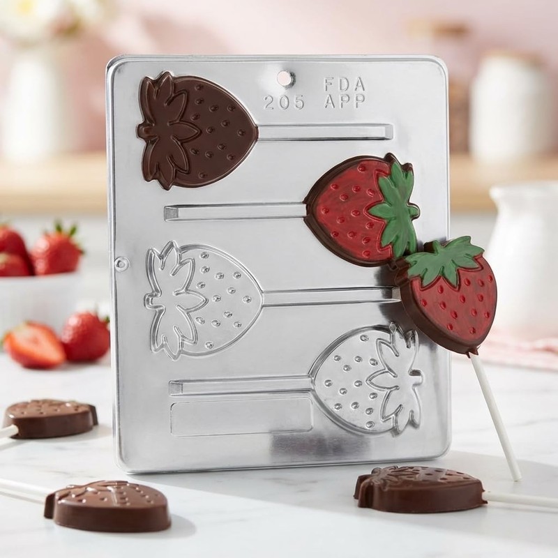 Strawberry Lollipop Chocolate Candy Mold 205 NEW gallery