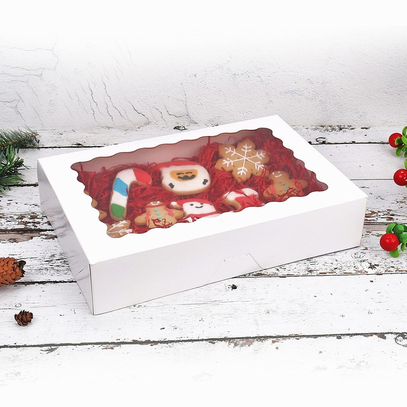 30 Pack Bakery Boxes With Window 12x8x2.5 Inch White Auto Popup Treat Cookie gallery