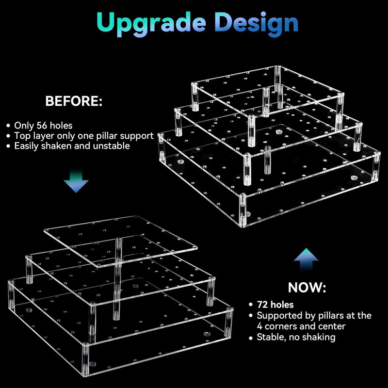 3 Tier Square Cake Pop Stand, 72 Holes, Lollipop Holder, Dessert Display, Party gallery