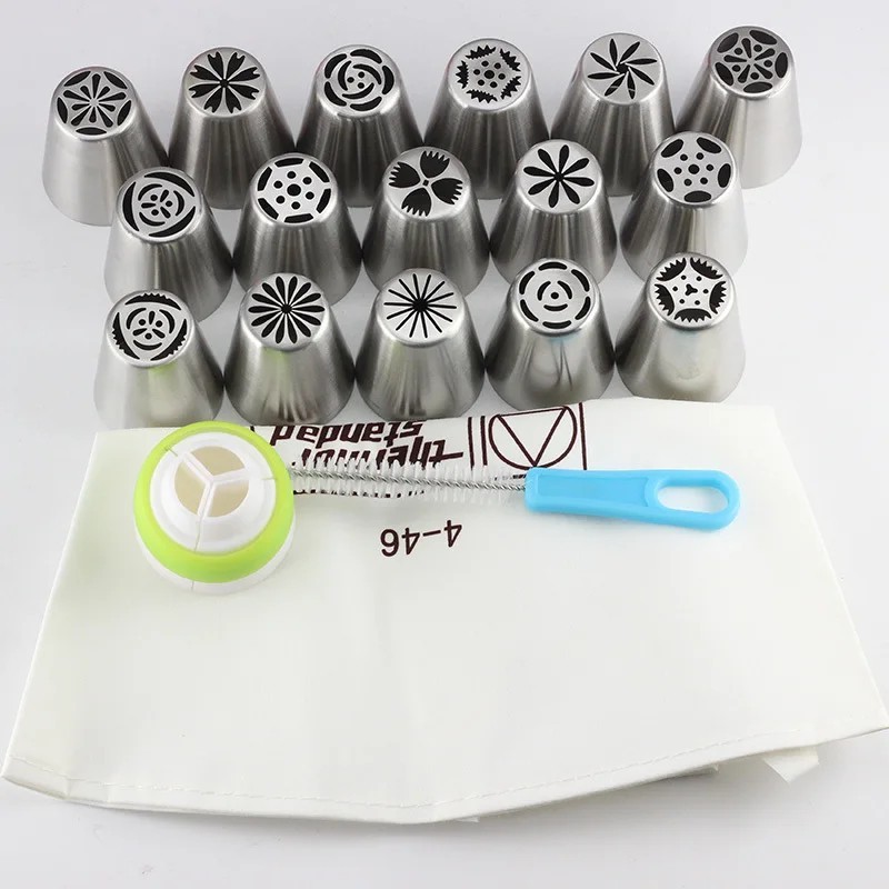 16PCS Russian Tulip Icing Nozzles Set with Pastry Bag Cake Decorating Tools gallery