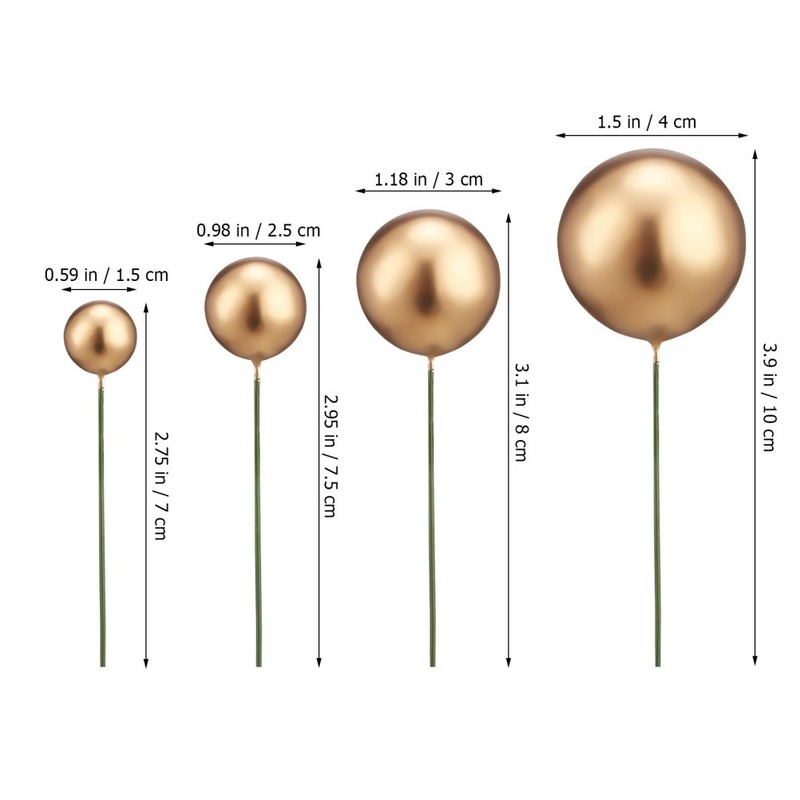 30 Pcs Golden Ball Silver Decoration Plug-in Baby Cake Decorations gallery