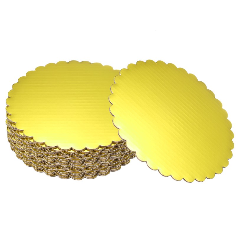20 Pcs Scalloped Cake Circle Base, 6.9 Inch Cake Cardboards, Gold Tone