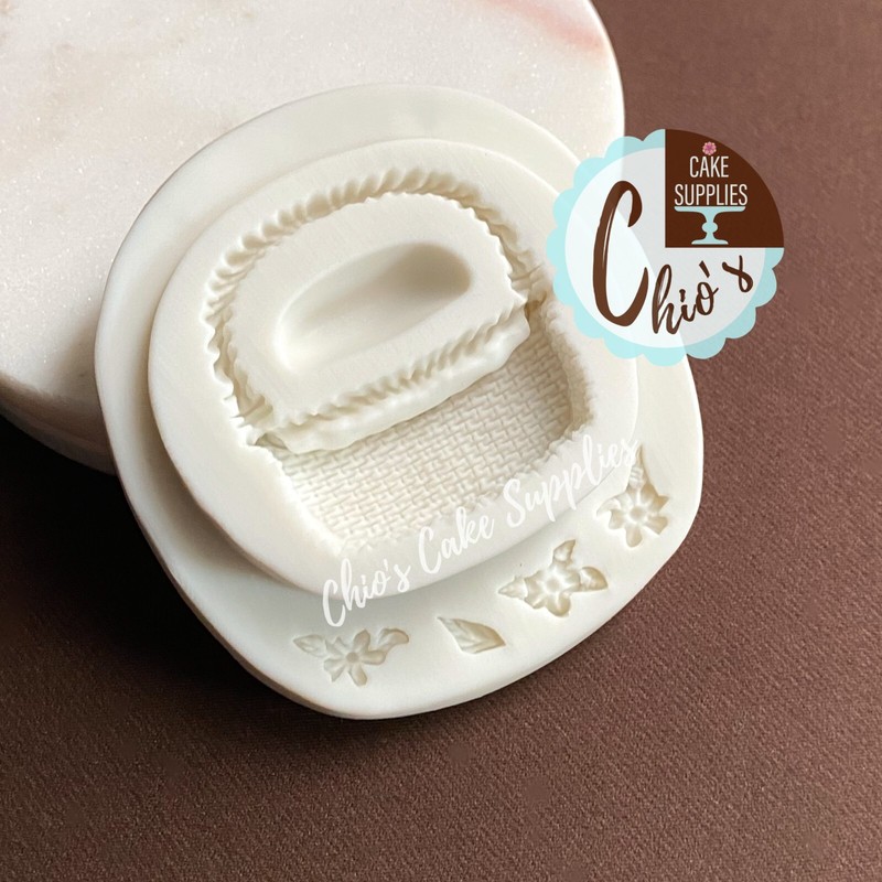 Basket and flowers silicone mold
