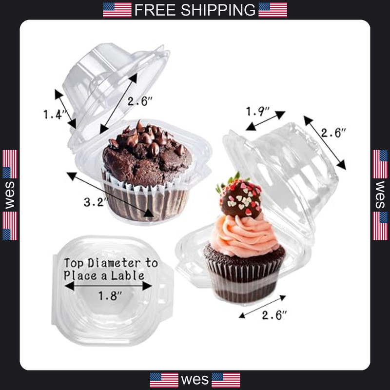 NPLUX 50 Pack Individual Cupcake Containers Plastic Cupcake Boxes Cupcake gallery