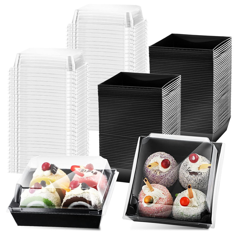 100 Pack Charcuterie Boxes with Clear Lids Valentine Gift 5 Inch Cookie Boxes Di