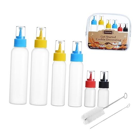 Cookie Icing Bottles, 6 Squeeze Applicator Bottles, 2 each (1, 2 and 4 6 Pack