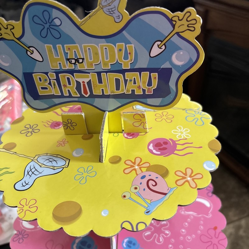 3 Tier Cake Stand Kids Party Spongebob Muffin Cupcake Dessert Holder Supplies gallery