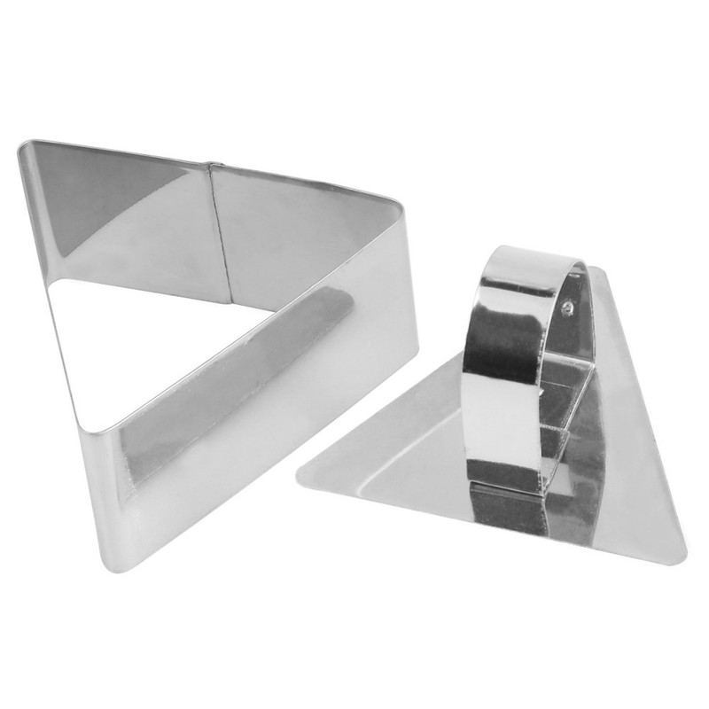 2 Pcs Stainless Steel Triangle Cake Mold Mousse Cutter with Pushing Plate gallery