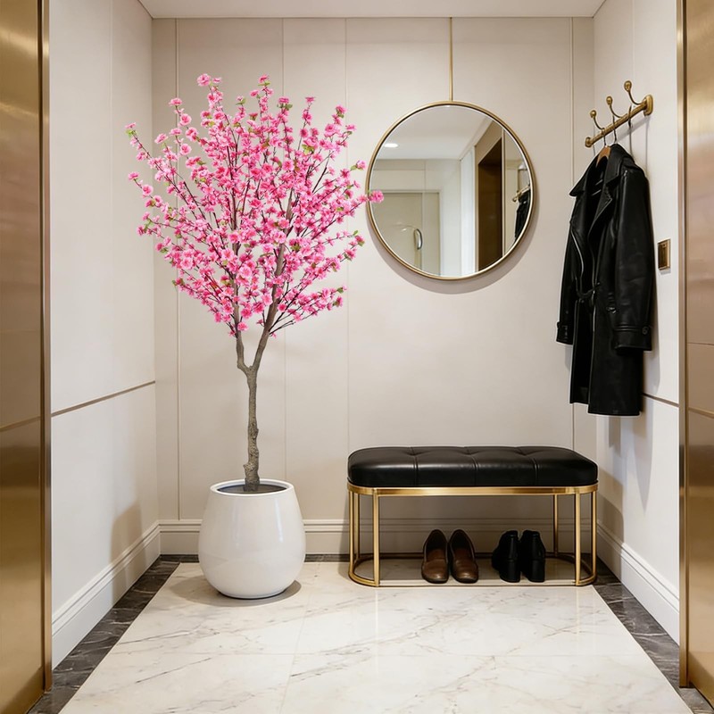 Huaesin 6.5Ft Artificial Cherry Blossom Tree 32 Branches Pink Silk Flowers For gallery