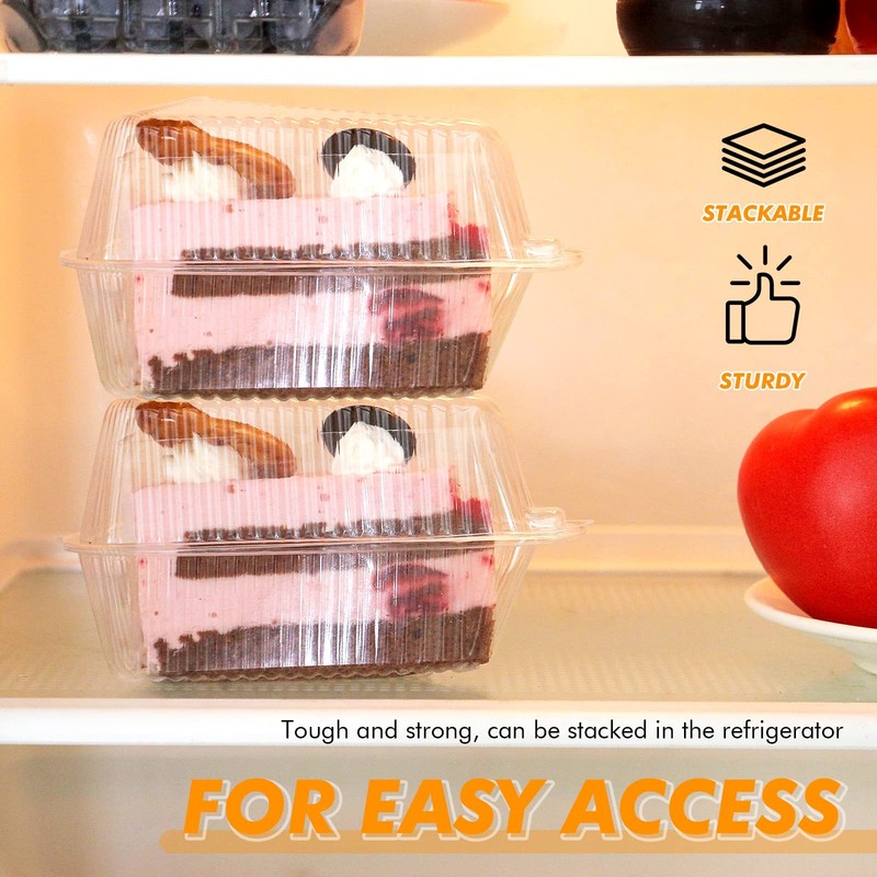 200 PCS 4 In Transparent Plastic Cake Slice Hinged Lid Takeout Container Box gallery