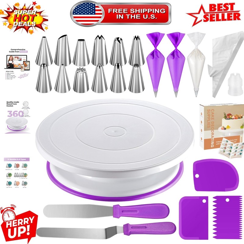 All-in-One Baking Supplies: 71PC Cake Decorating Kit with Turntable & Tools
