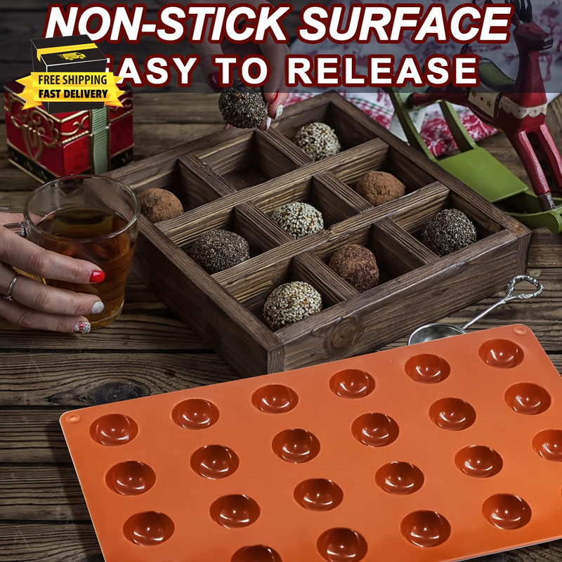 Mini 24-Cavity Semi Sphere Silicone Molds Non-Stick, 2 Packs Half Sphere Silicon gallery