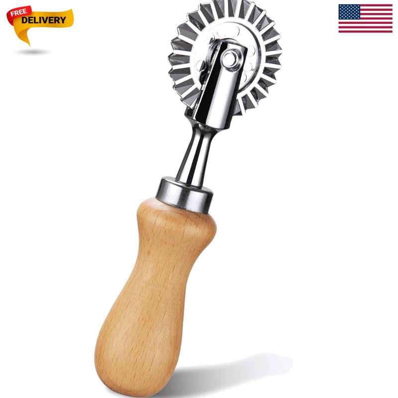 Versatile 1.3-Inch Ravioli Cutter with Sturdy Wooden Handle for Precision