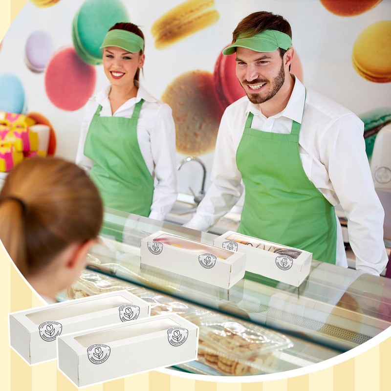100 Pcs Macaron Boxes with Window, White Bakery Boxes with Stickers, Cookie &... gallery