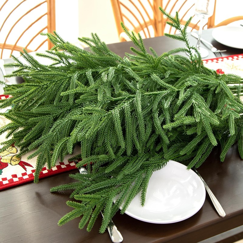 Tasruwat 10 Pcs 36 Inch Artificial Norfolk Pine Stems Faux Christmas Greenery gallery