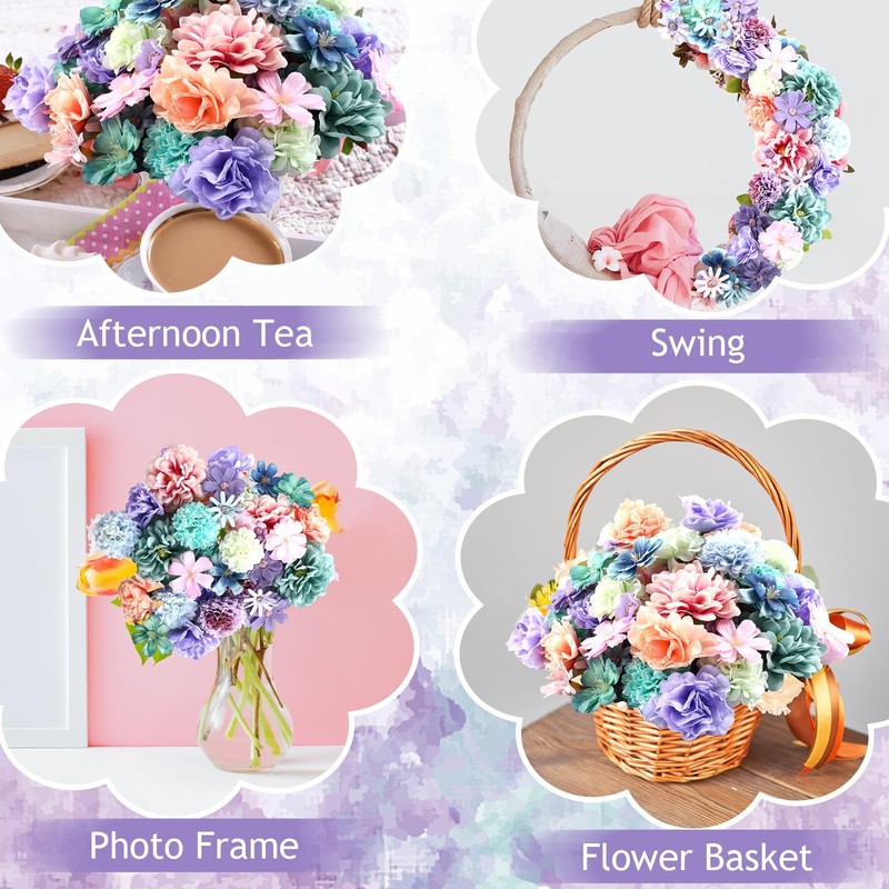 Cindeer 200 Pcs Fake Flower Heads For Crafts Mini Silk Flower Heads Faux Rose gallery