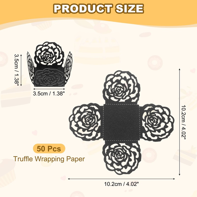 50PCS 4 Inch Truffle Wedding Birthday Wraps, Black gallery
