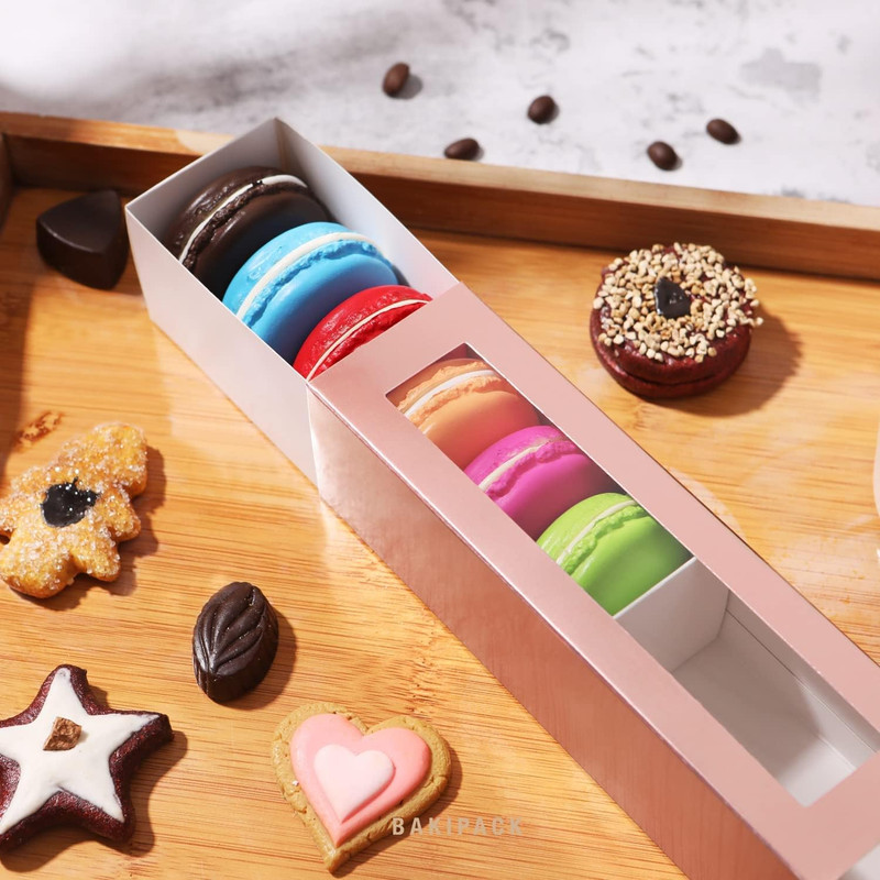 25 Rose Gold Macaron Boxes with Clear Window, Elegant Style, Holds 6 Macarons, 7 gallery