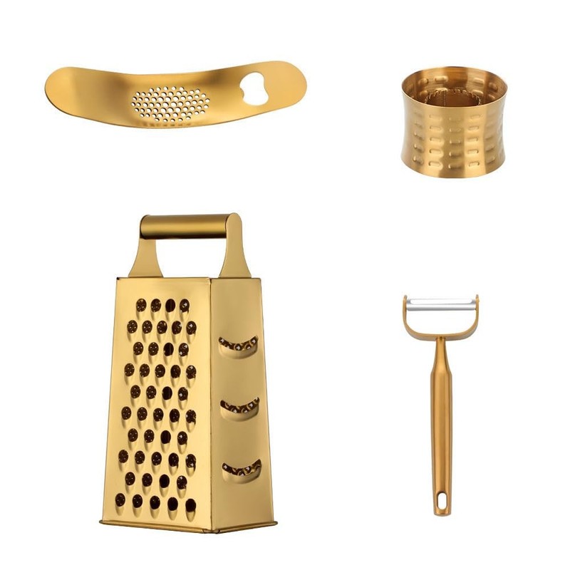 MINGYU Professional Kitchen Accessories 4pcs – Gold Box Grater 4 Sides,