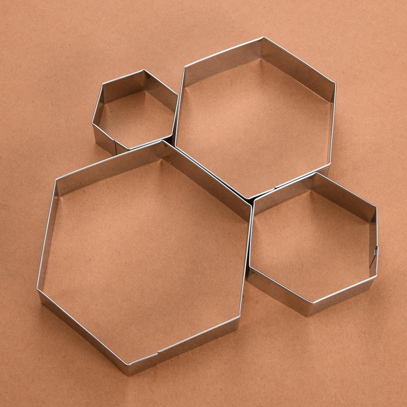 Regular Hexagon Cookie Cutter Set Large Stainless Steel Honeycomb Geometric Fram gallery