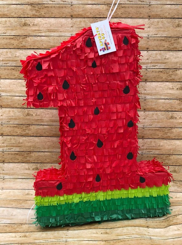 20” Tall Number One Pinata Watermelon Theme Red Color gallery