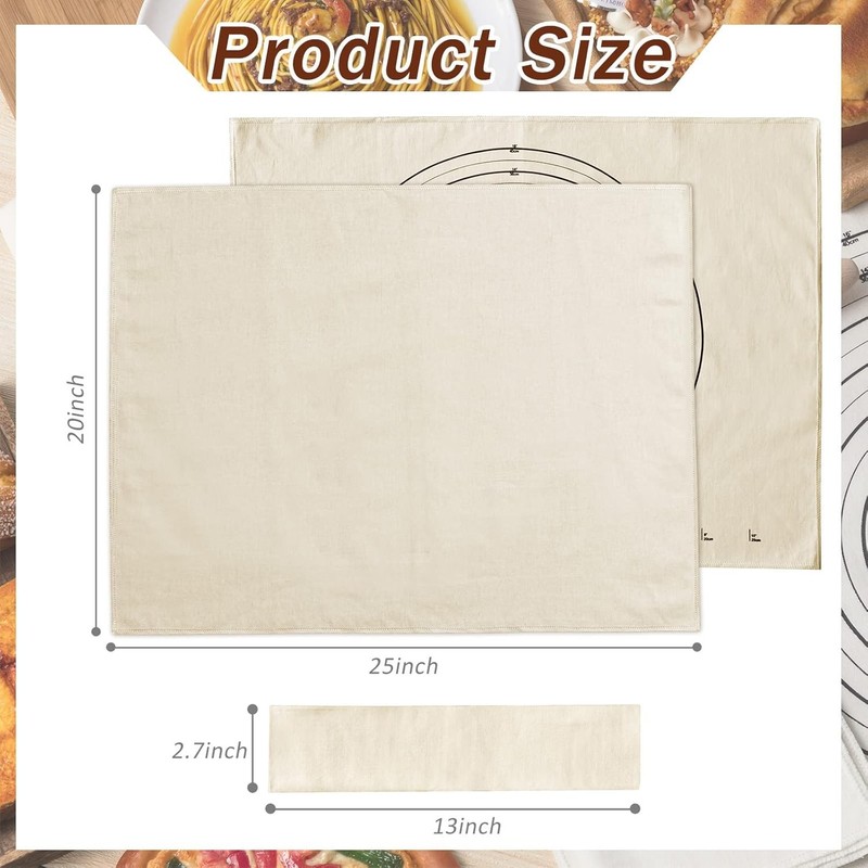 Tessco 6 Pieces Pastry Cloth & Rolling Pin Cover Set Includes 2 Pcs 25 x 20 Inch gallery