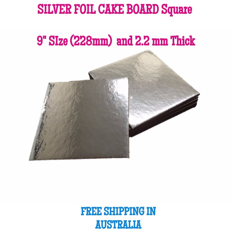 9″ Inch Cardboard Cake Board Square Silver Thickness 2mm Premium cakeboards