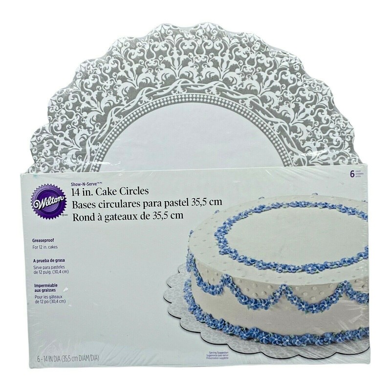 Wilton 14" Round Cake Circles 6 Count Pack For 12" Cakes Greaseproof Show-N-Serv
