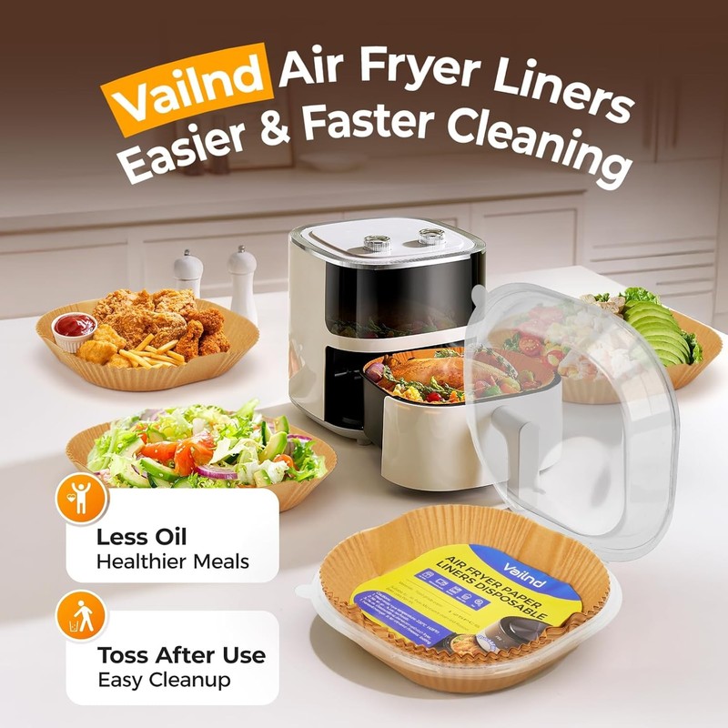 400 Pcs Air Fryer Liners Disposable 8" Square Heavy-Duty Parchment Paper gallery