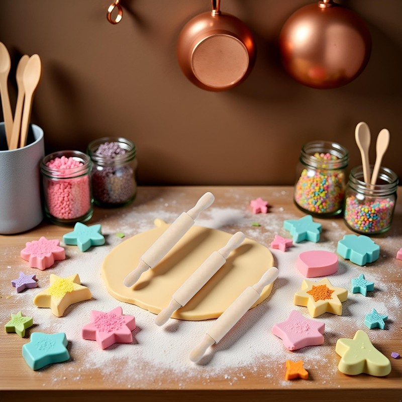 3Pcs Wooden Mini Rolling Pin Baking Small Dough 6 Inch, Natural Wood gallery