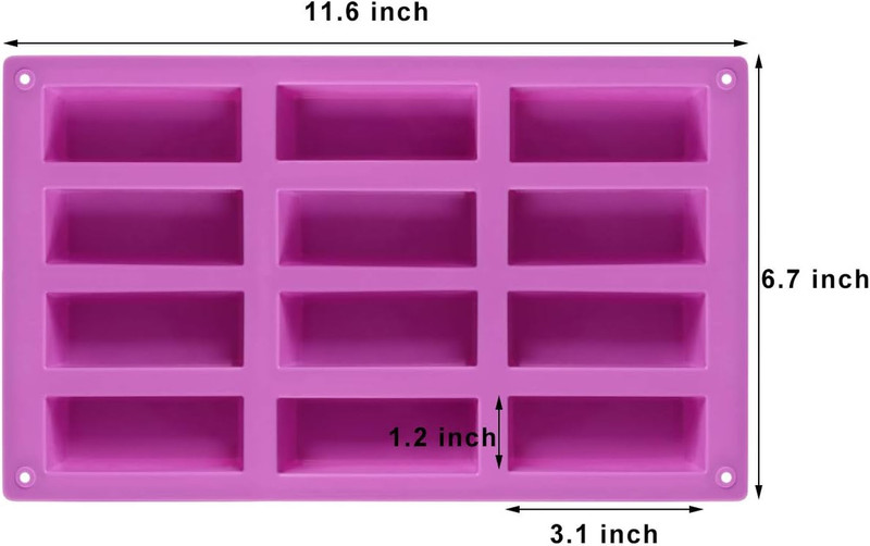 Palksky (2 Pack 12 Cavity Medium Narrow Silicone Rectangle Molds/Molds/Protein B gallery