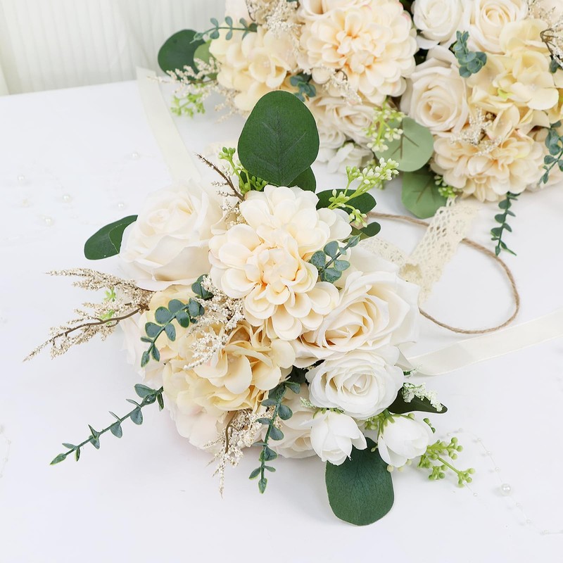 Homenergy Set Of 6 Bridesmaid Bouquets For Wedding 9 Inch Boho Bridesmaid gallery