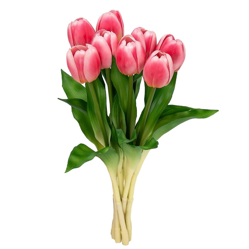 Softflame Artificial/Fake/Faux Flowers – Tulip Pink 8PCS for Pink-8pcs
