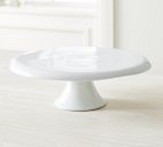 NEW IN BOX West Elm Organic Cake Stand White Glazed Pure Porcelain 12.5" x 4" gallery