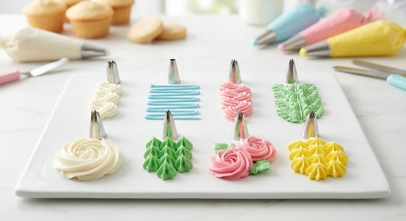 SPHTOEO 7pcs Russian Ruffle Piping Tips Set - Stainless Steel Pleated Silver gallery
