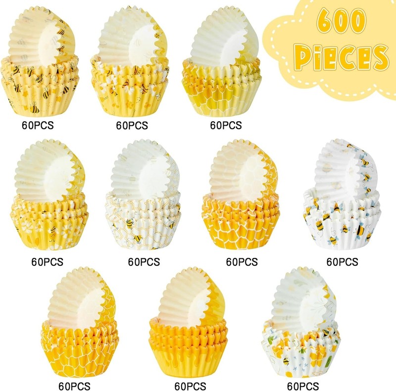 Bee Mini Cupcake Liners - 600pcs Summer Baking Cups Muffin Paper Cupcakes Wra... gallery