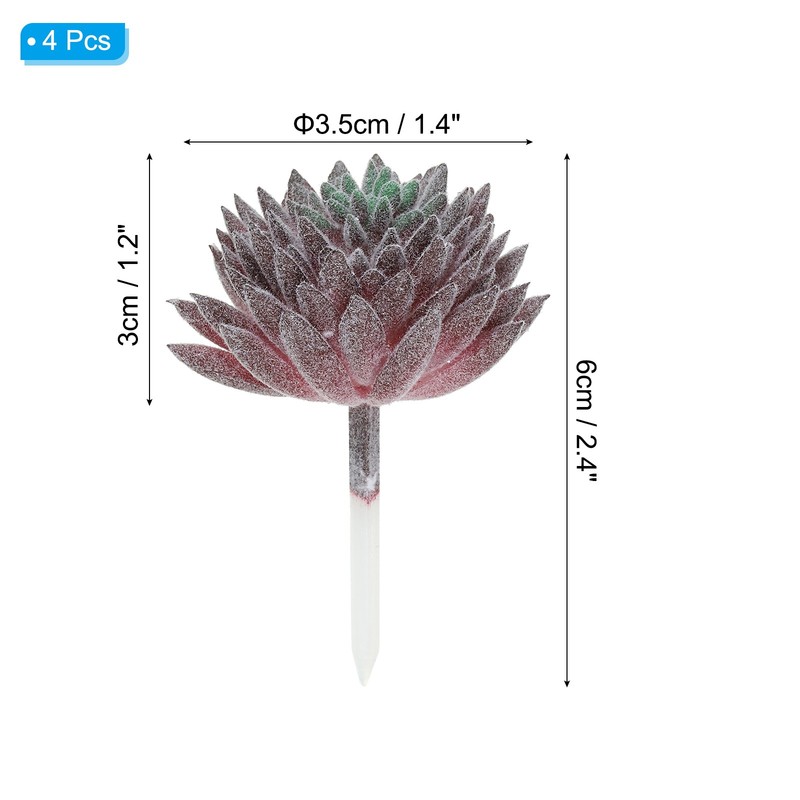4Pcs Artificial Succulents Picks Faux Succulent Fake Succulent Plants Burgundy gallery