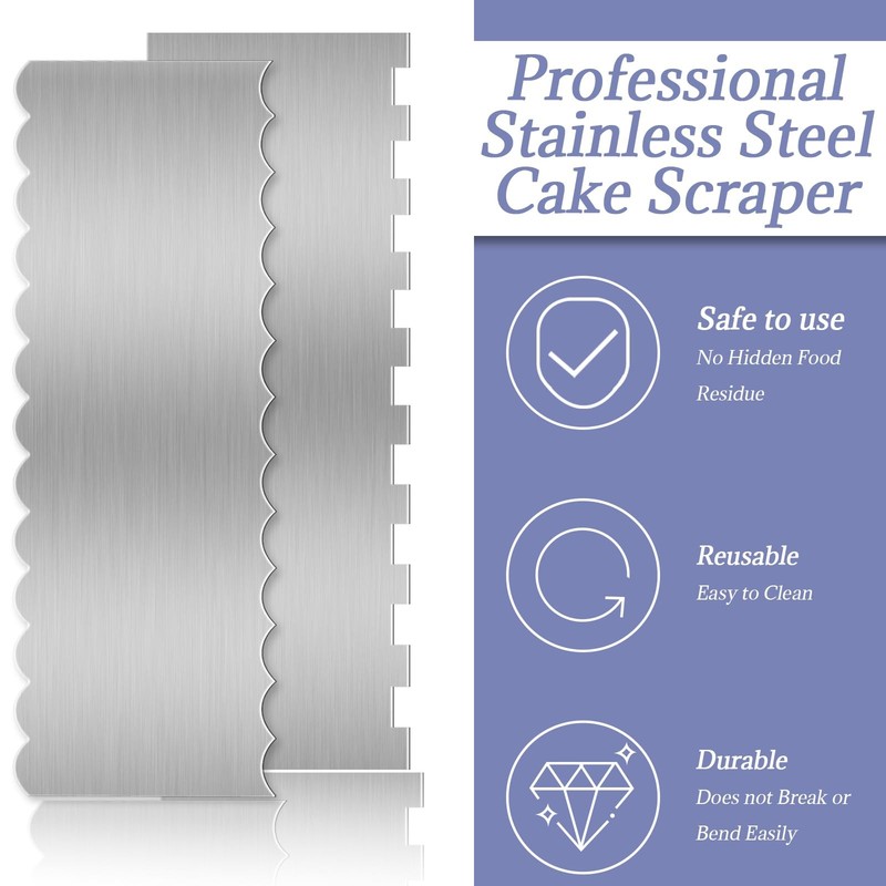 Stainless Steel Cake Scraper, 9 Inch Large Double Sided 9 Inch, Silver gallery