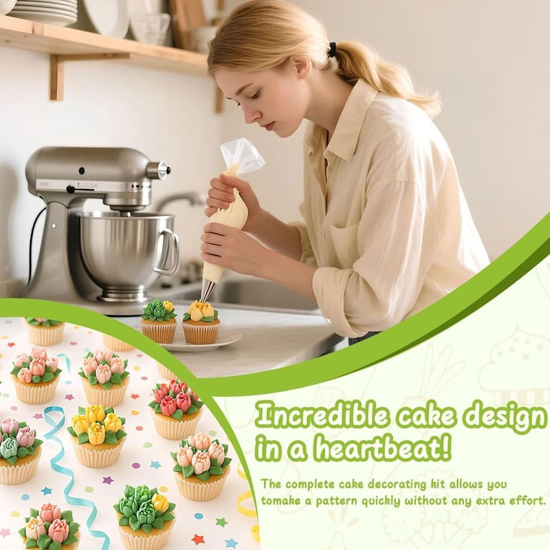 Cake Decorating Tips Set 7 Pieces Stainless Steel Flower Nozzles for Pastries gallery