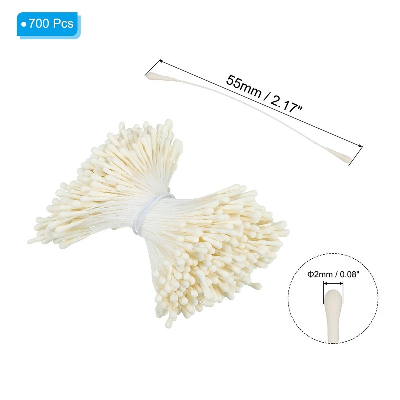 700Pcs Double Heads Flower Stamen Artificial Flower Stamen Pistil Cream gallery