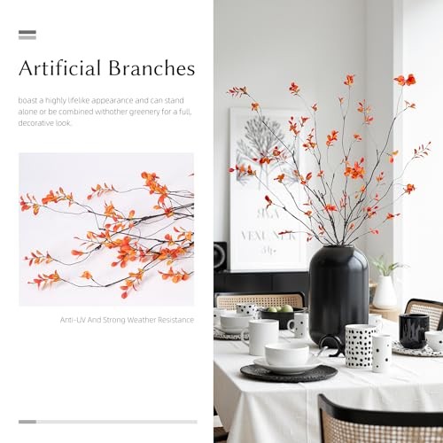 Artificial Ficus Branches 47.2" Artificial Eucalyptus Stems 47.2"orange 4pcs gallery