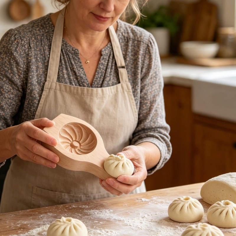 Baozi Maker Machine 8 Inch Wood Dumpling Mold Chinese Kitchen Gadget Tool gallery
