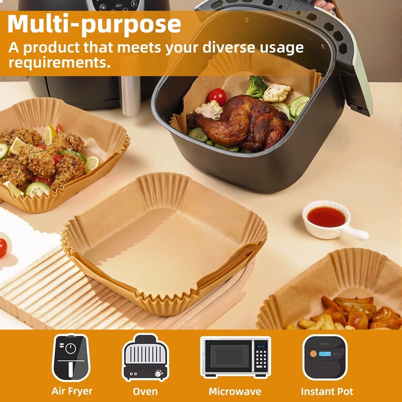 Air Fryer Paper Liners for 4 qt / 5 / 6 (8.3'' on Top) 7.1 inch, Natural gallery