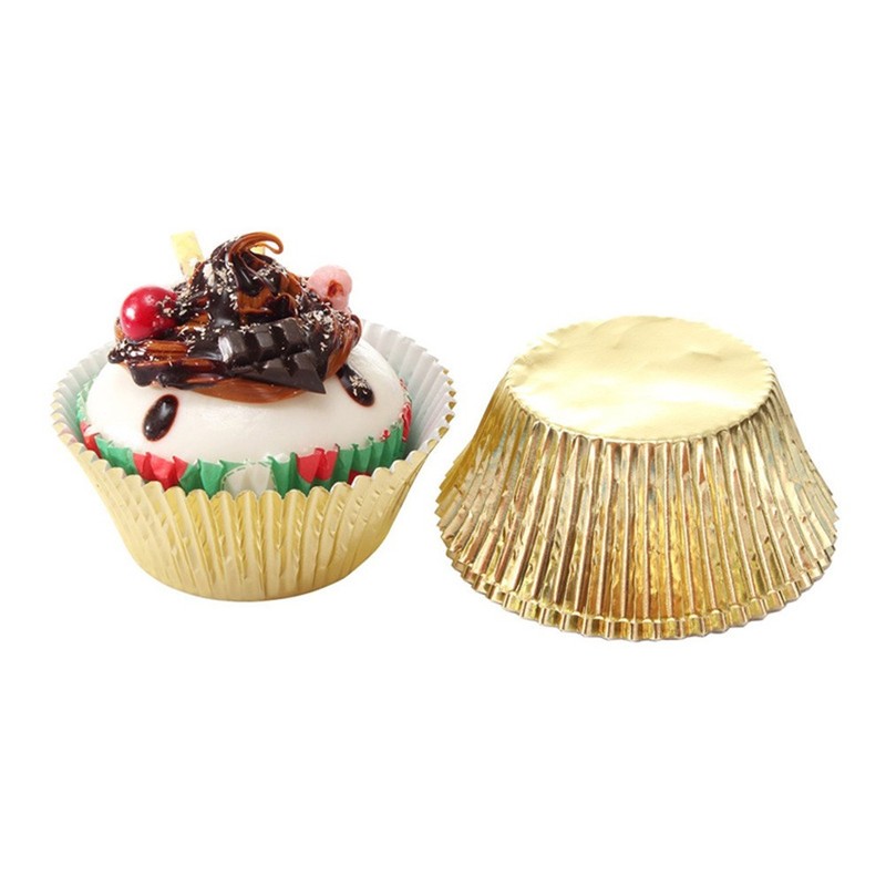 200Pcs Thicken Baking Cake Cups Aluminum Foil Paper Wrappers for Party Desserts gallery