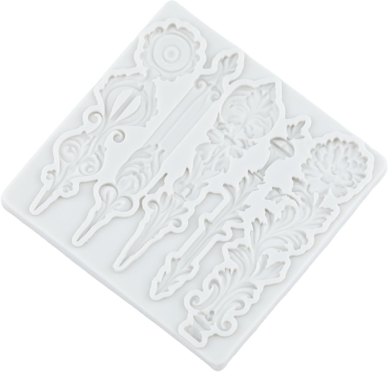 Baroque Relief Flower Silicone Mold Baroque Leaves Scroll Lace Polymer Clay gallery
