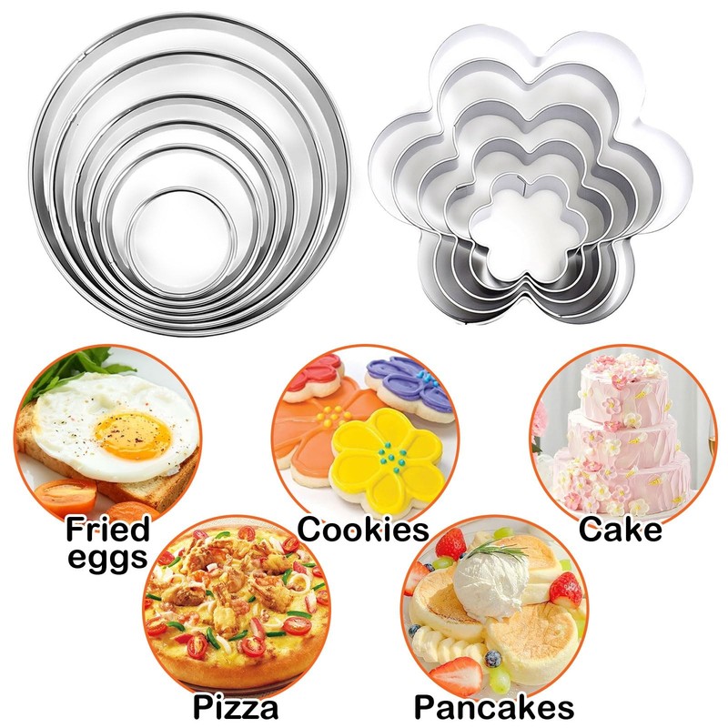 11 PCS Large Round & Flower Cookie Cutter Set, Round Cookie Cutter 2" 3" 3.5"... gallery