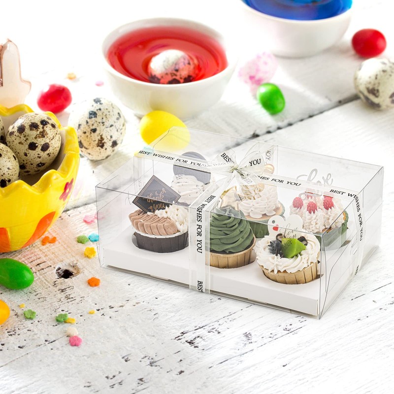 15 PCS Clear Cupcake Boxes 6Count Containers With Gift Ribbon Carrier gallery