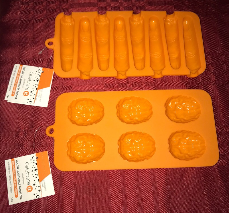 2X Halloween BRAINS & FINGERS Silicone Mold Baking Chocolate Candy Ice Jello NEW