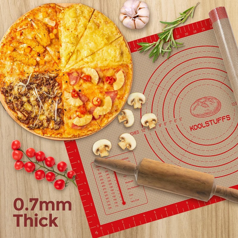 Silicone Pastry Mat - 26"x16" Non Slip Baking with 26"L x 16"W, Red gallery